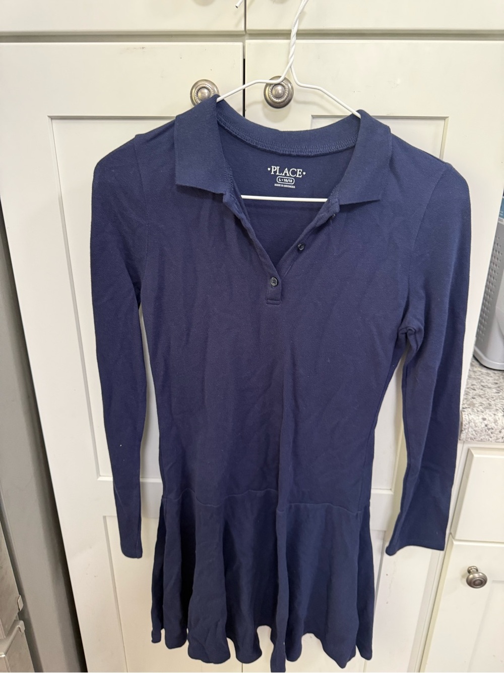 Place Girls' Navy Long Sleeve Polo Dress